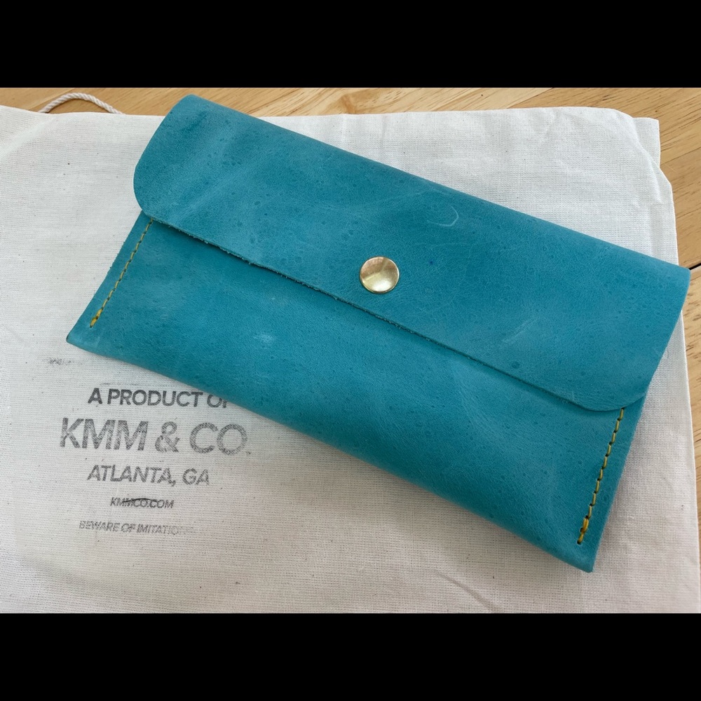 KMM & CO leather clutch Aegean Blue